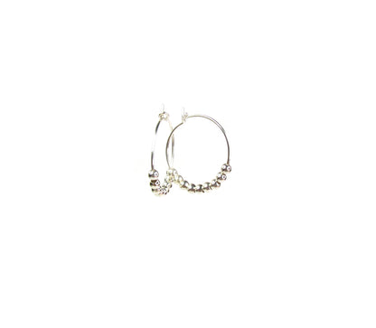 Beaded Hoop Earrings | Skinny Wire Bead Hoop