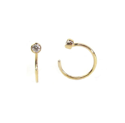 14K Diamond Threader Hoop Earring | Genuine Diamond Demi Hoop | Minimalist Fine Jewelry