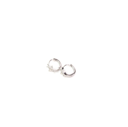 CZ Tiny Flowering Huggie Hoops | Dainty Floral CZ Earrings