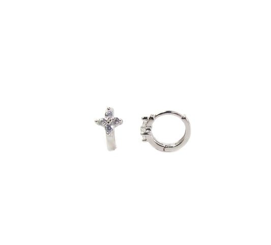 CZ Tiny Flowering Huggie Hoops | Dainty Floral CZ Earrings