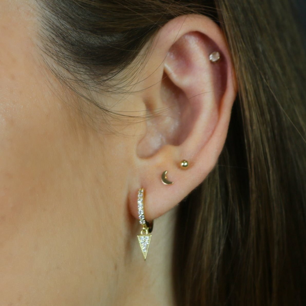 Tiny Dagger Huggie Hoops | CZ Spike Drop Earrings