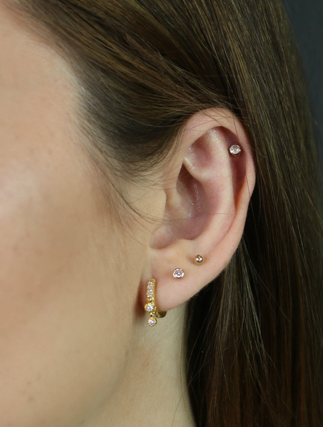 CZ Shaker Huggie Hoops | Dainty Dangling CZ Stones