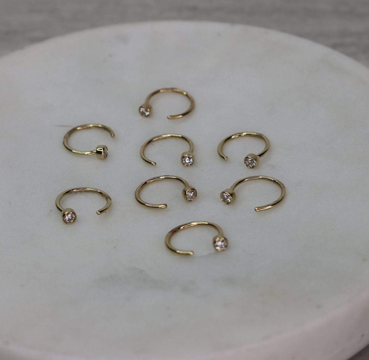 14K Diamond Threader Hoop Earring | Genuine Diamond Demi Hoop | Minimalist Fine Jewelry