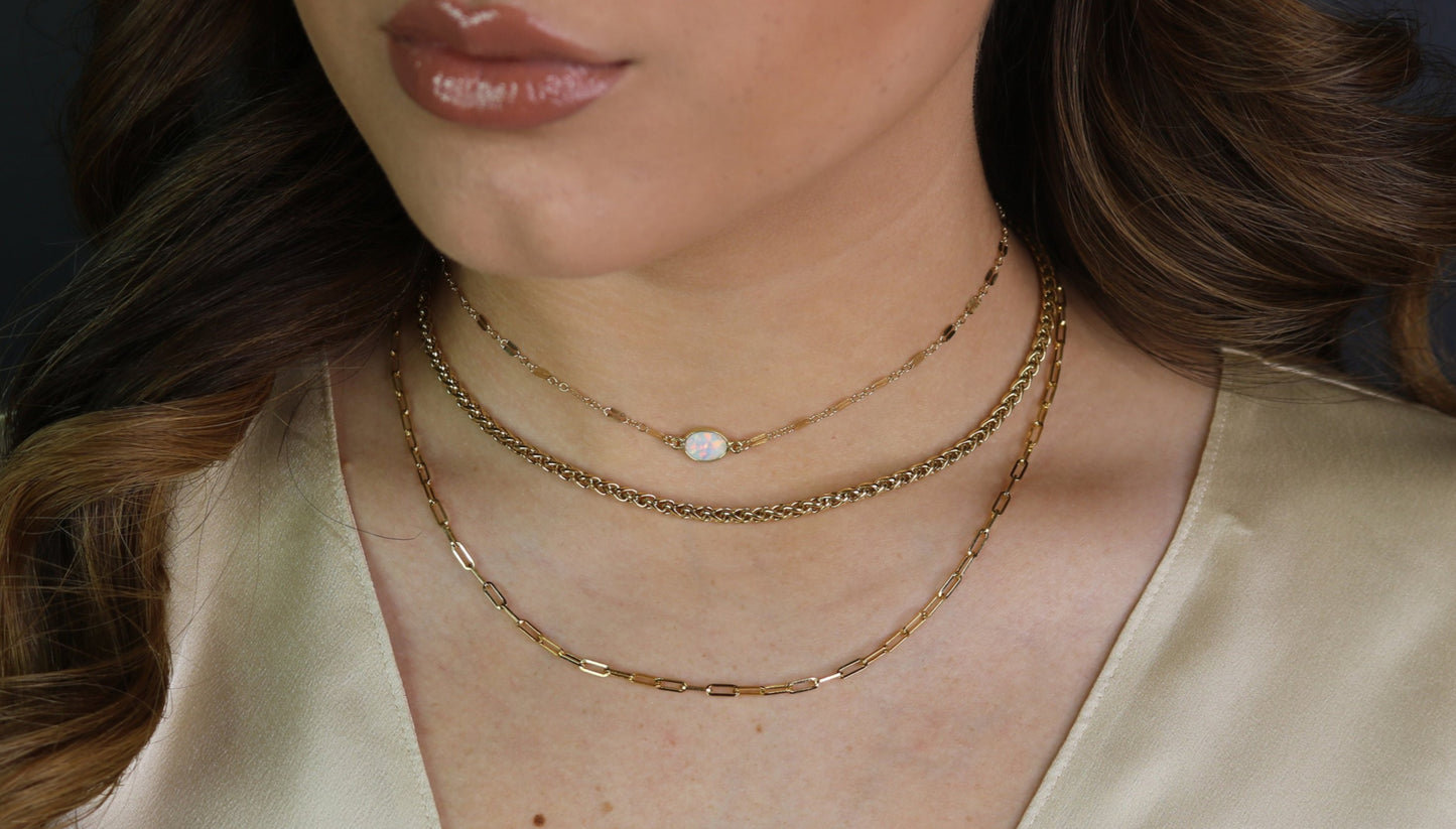 Unisex Wheat Chain Necklace | Chunky Woven Chain