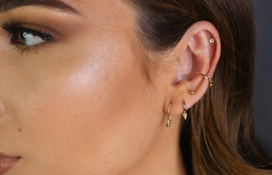 14k Diamond Safety Pin Earring • Single or Pair