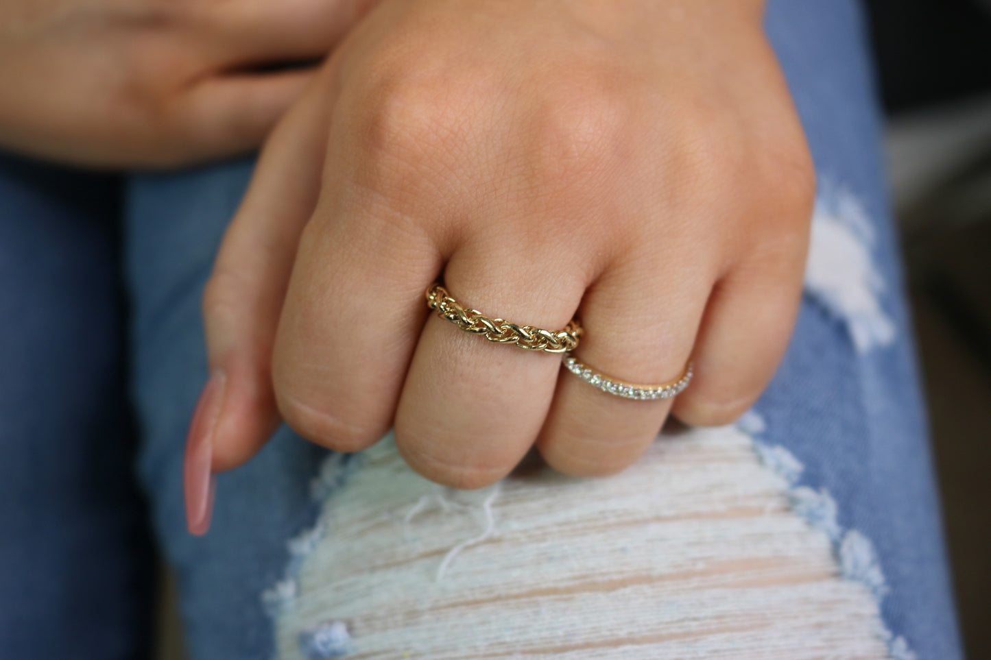 Chunky Woven Chain Ring | Unisex Textured Statement Band