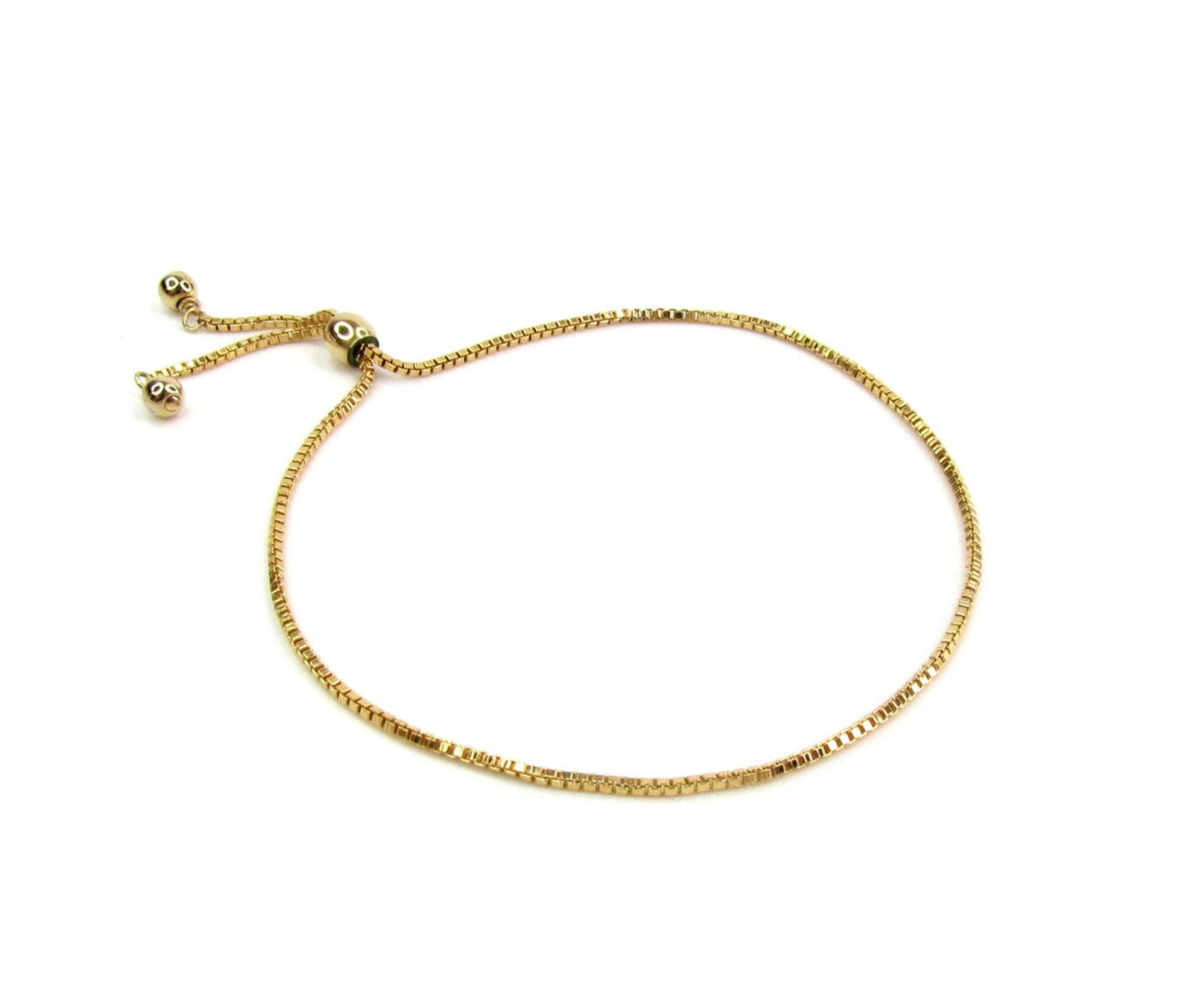 Adjustable Box Chain Slide Bracelet | 14kt Gold Filled or Sterling Silver