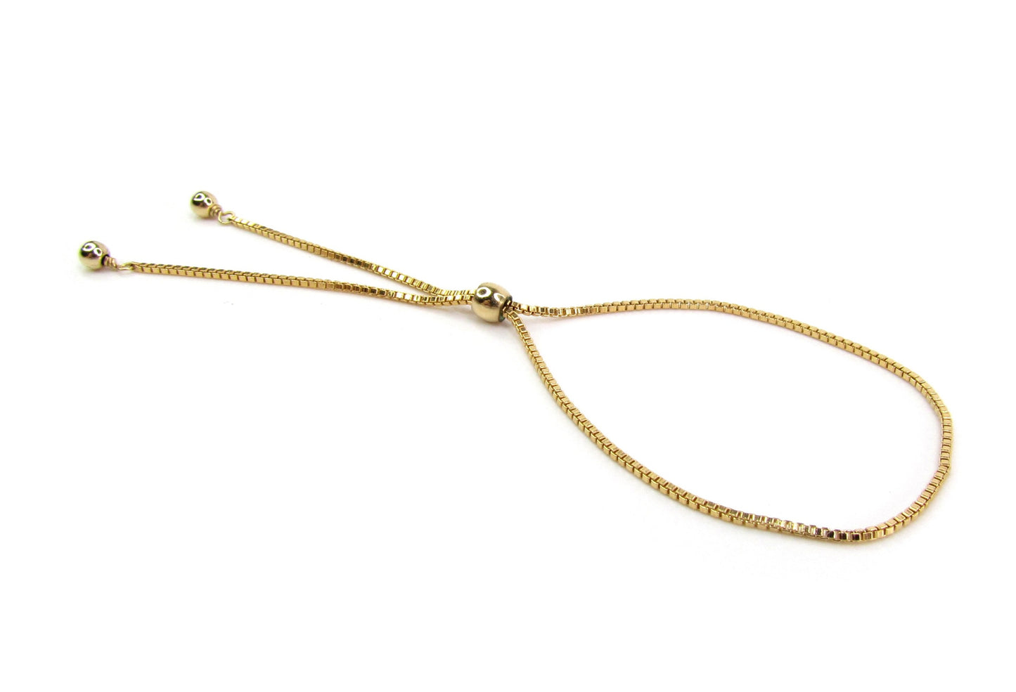 Adjustable Box Chain Slide Bracelet | 14kt Gold Filled or Sterling Silver