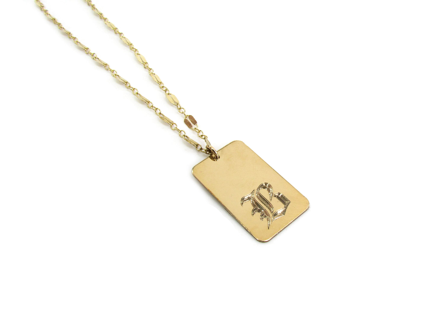 Old English Initial Pendant Necklace | Engraved Pendant