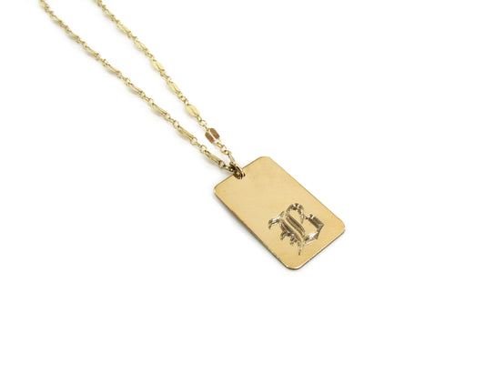 Old English Initial Pendant Necklace | Engraved Pendant