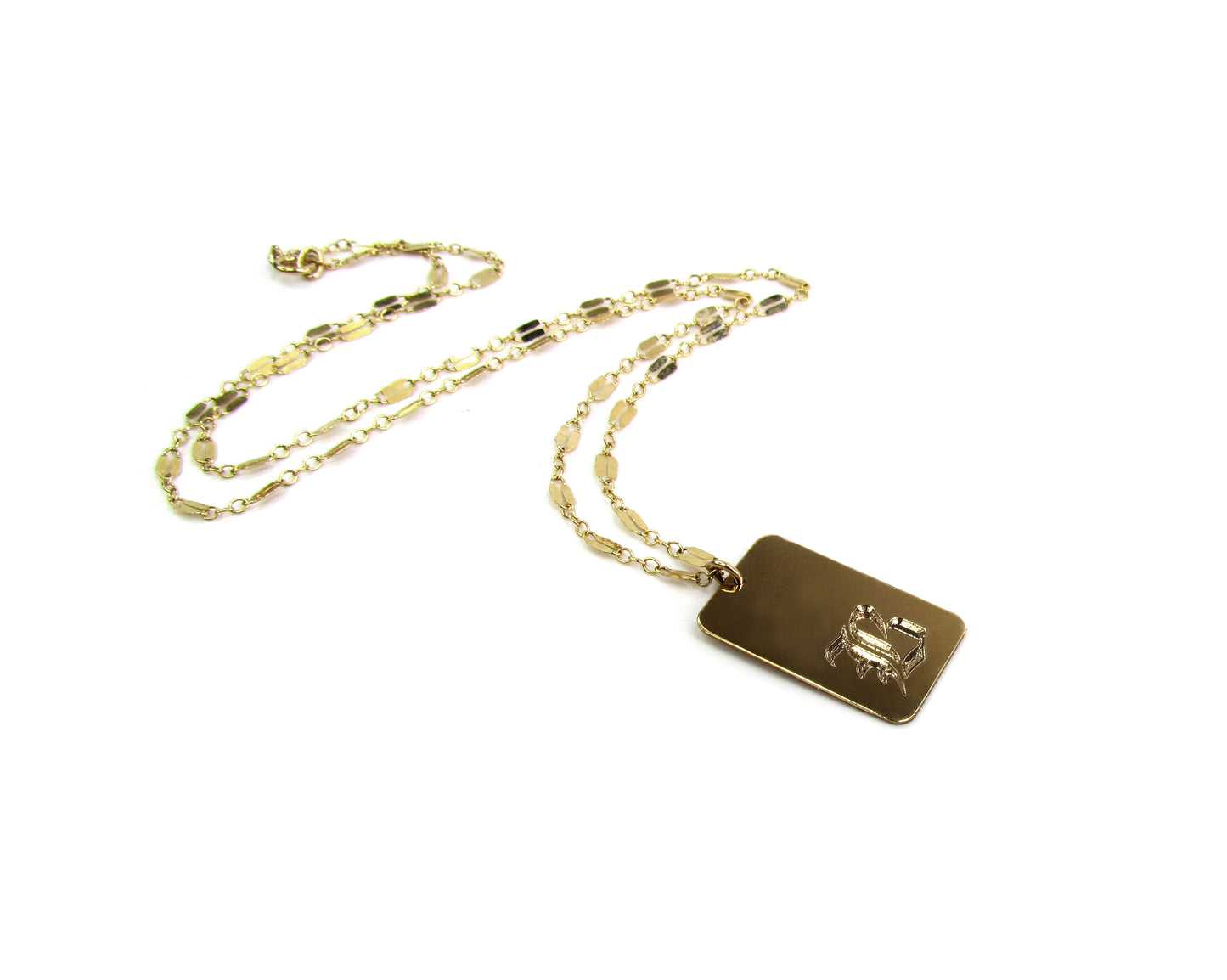 Old English Initial Pendant Necklace | Engraved Pendant