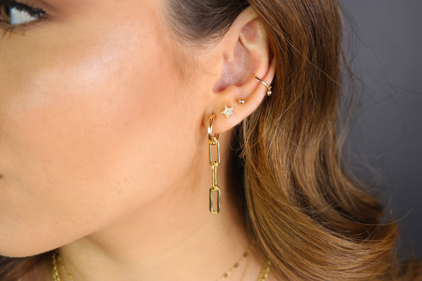 Chunky Chain Hoop Earrings | 14K Gold Filled Statement Hoops
