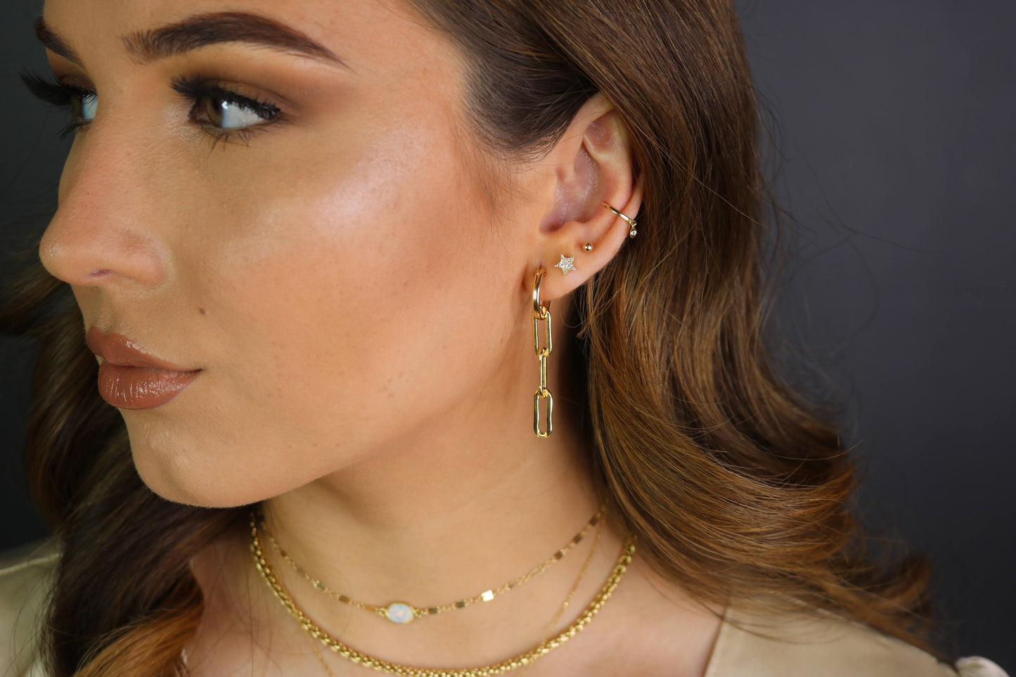 14K Single Shaker Diamond Ear Cuff