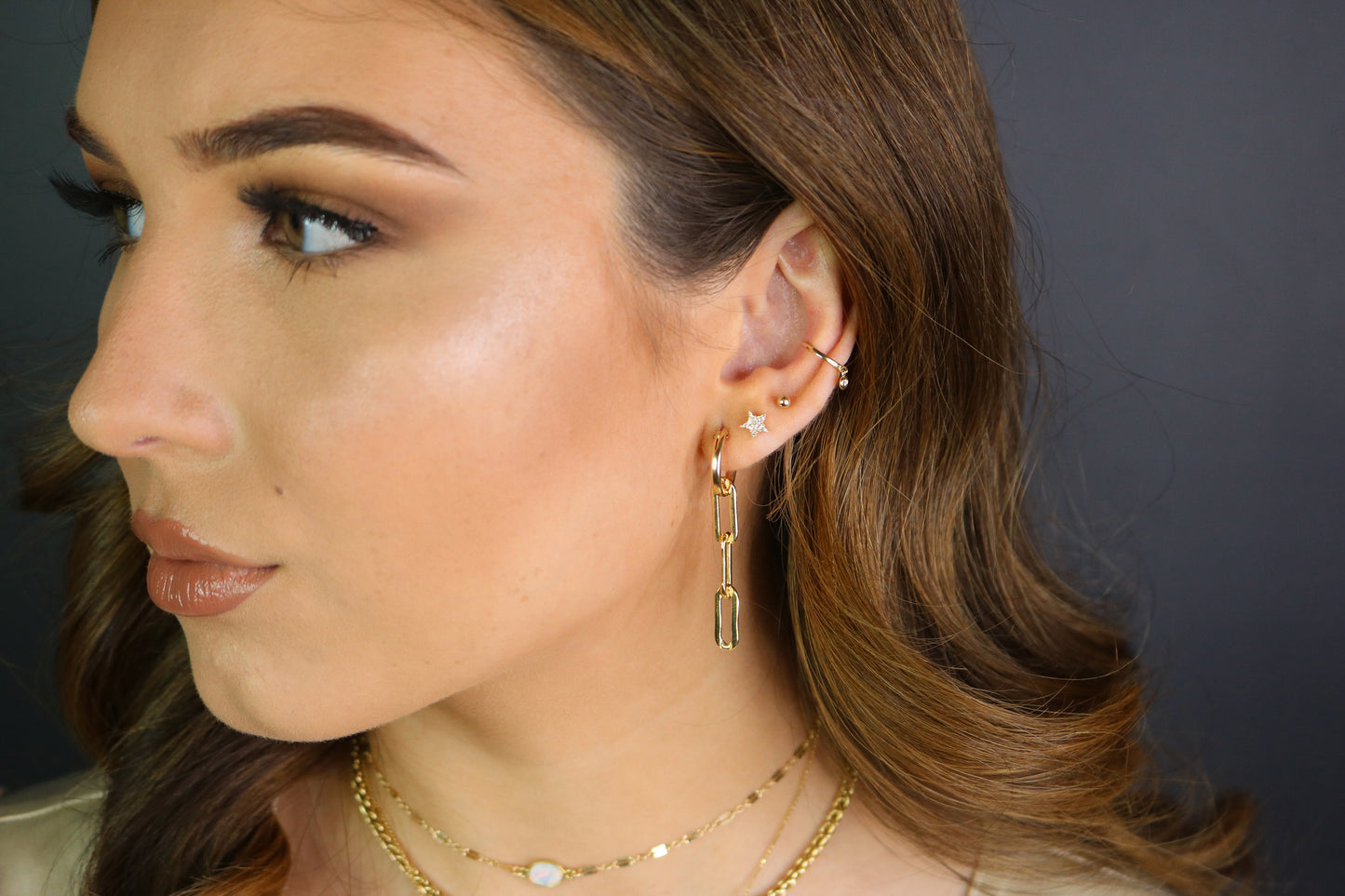 Chunky Chain Hoop Earrings | 14K Gold Filled Statement Hoops