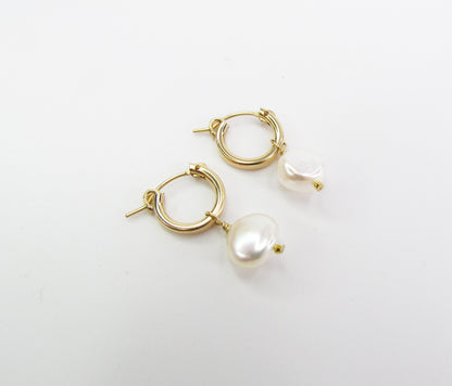 Freshwater Baroque Pearl Hoops | Elegant Statement Earrings