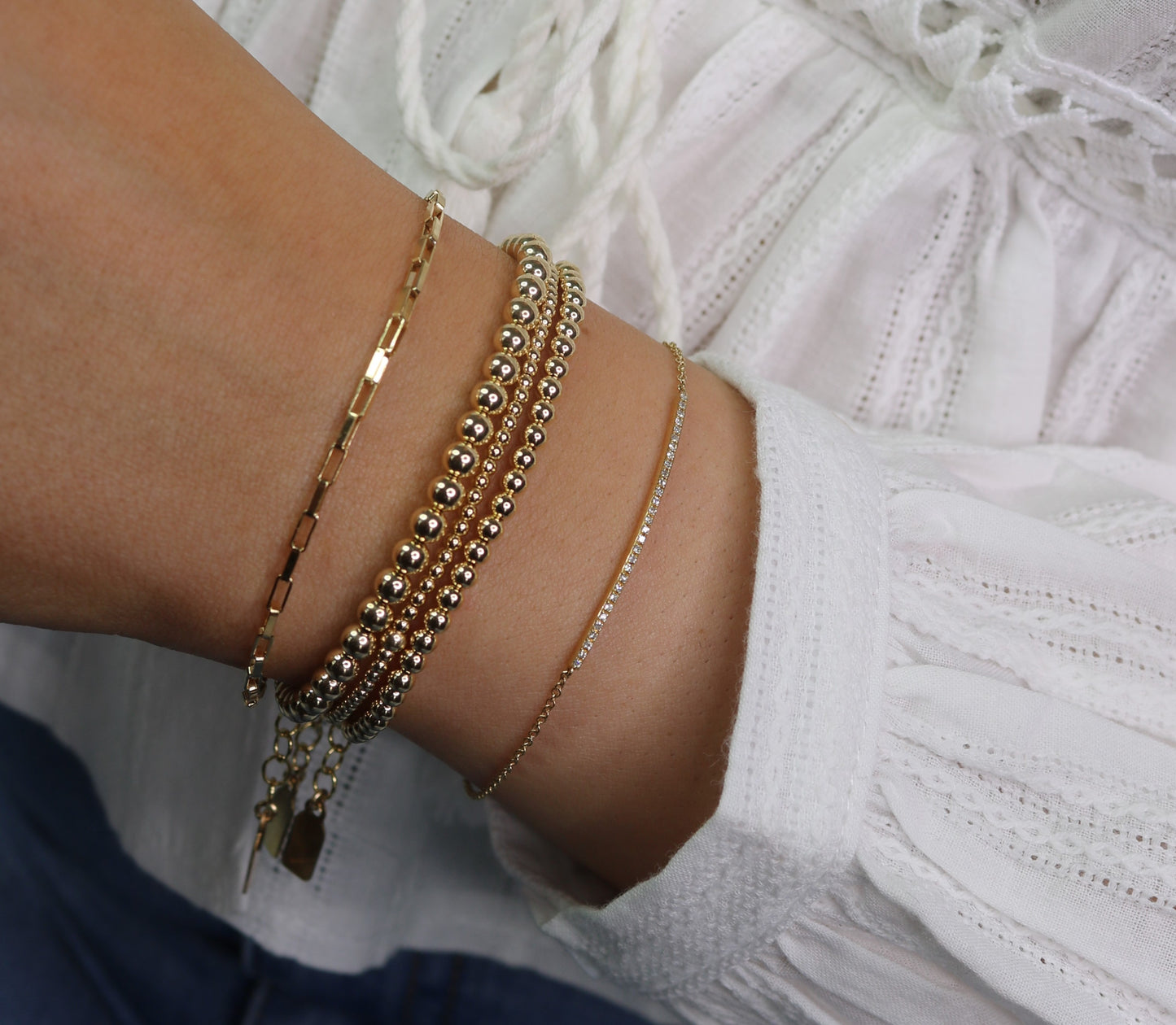 14k Gold Filled Stretch Bead Bracelet | Dainty Everyday Stackable