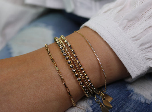 14k Gold Filled Stretch Bead Bracelet | Dainty Everyday Stackable
