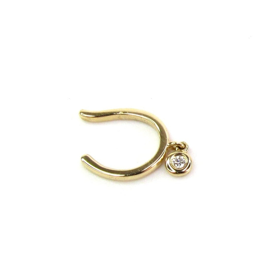 14K Gold Diamond Shaker Ear Cuff | Single Bezel-Set Diamond