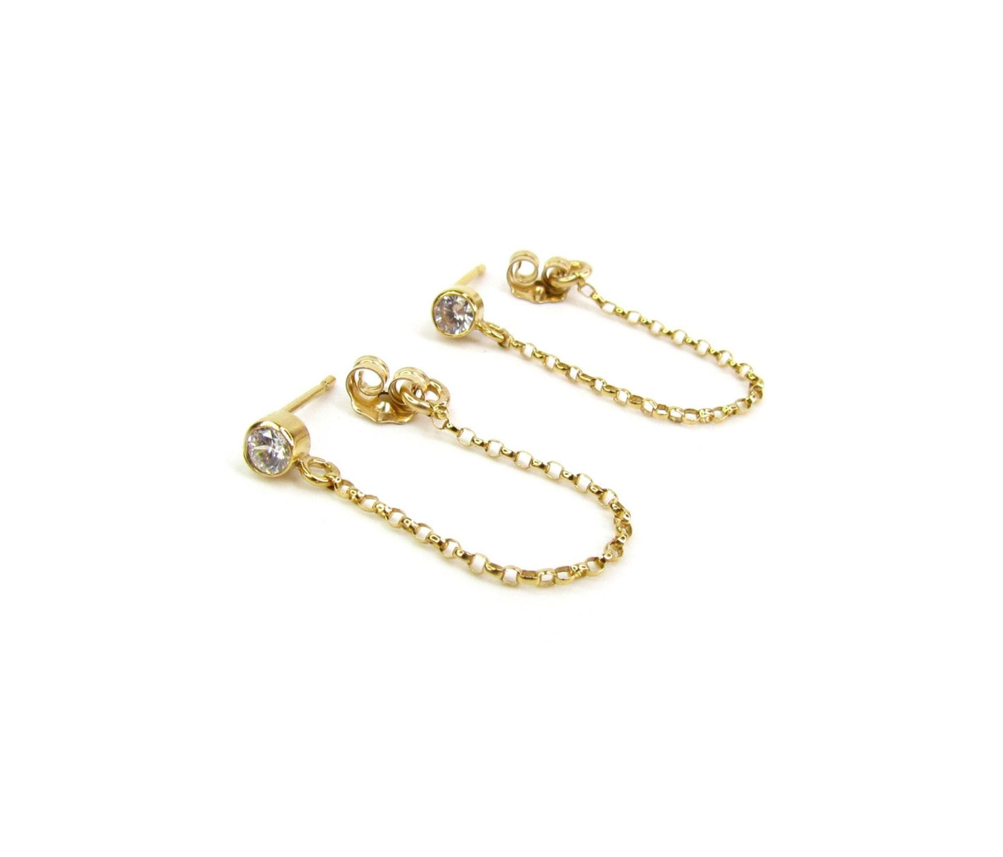 CZ Chain Earrings | Front to Back Earrings