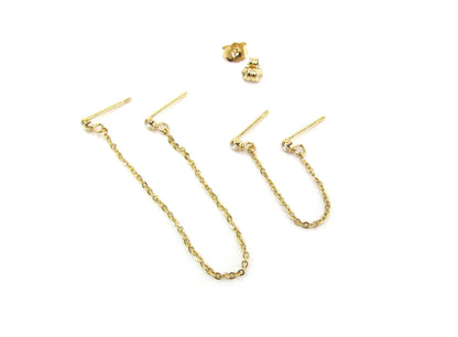 Double CZ Handcuff Chain Earrings | 14K Gold Filled