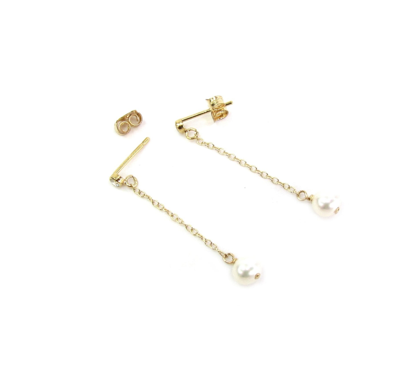 CZ Dangle Pearl Earrings | 14K Gold Filled Elegant Drop Earrings