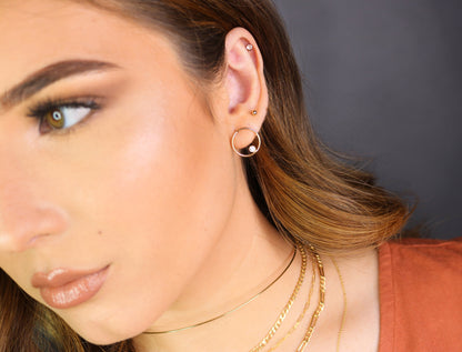 CZ Circle Earrings | 14kt Gold Filled Open Hoop Design | Bezel-Set CZ Accent