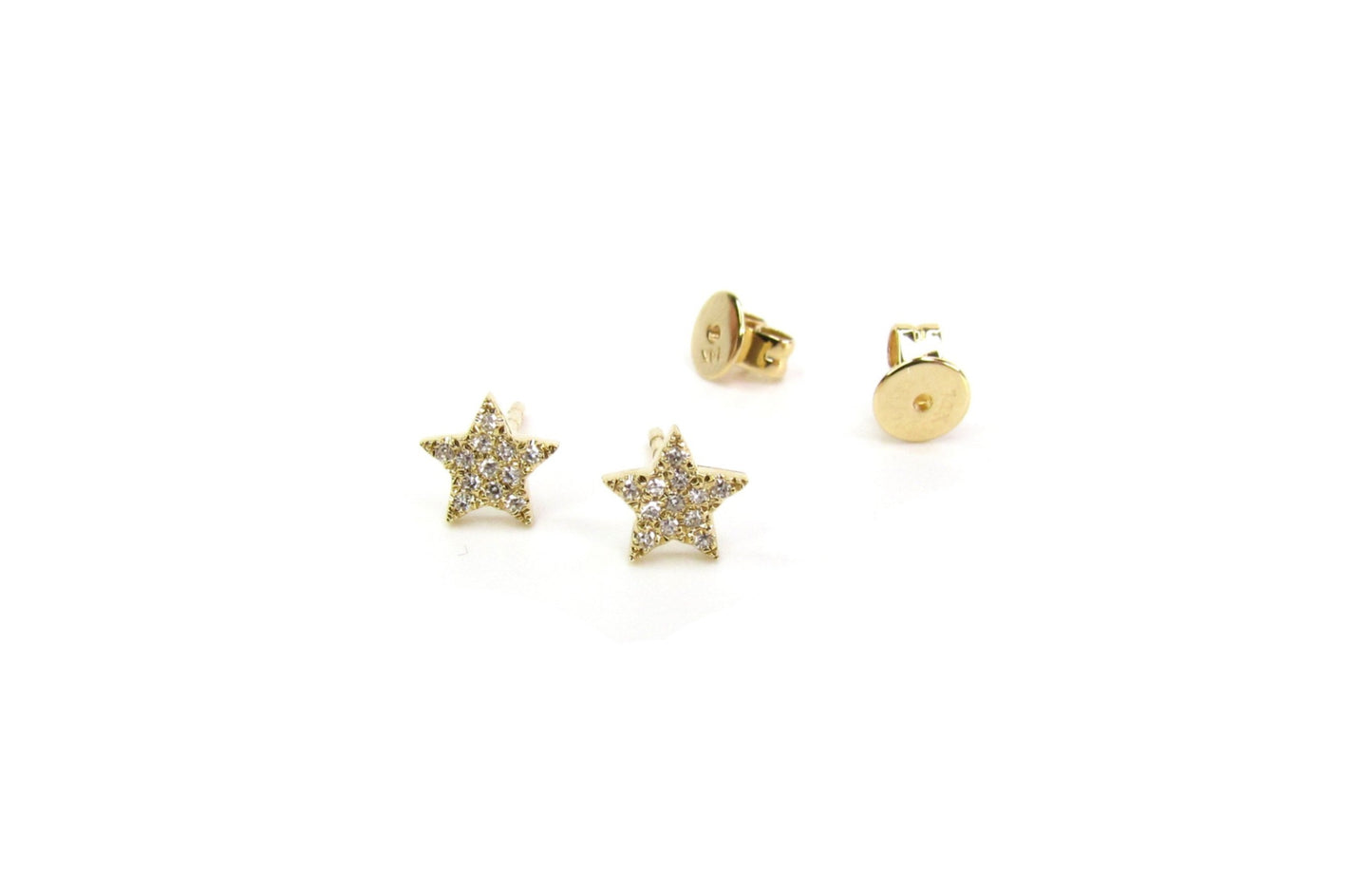 14K Solid Gold Diamond Moon & Star Earrings | Singles or Pairs | Celestial Fine Jewelry
