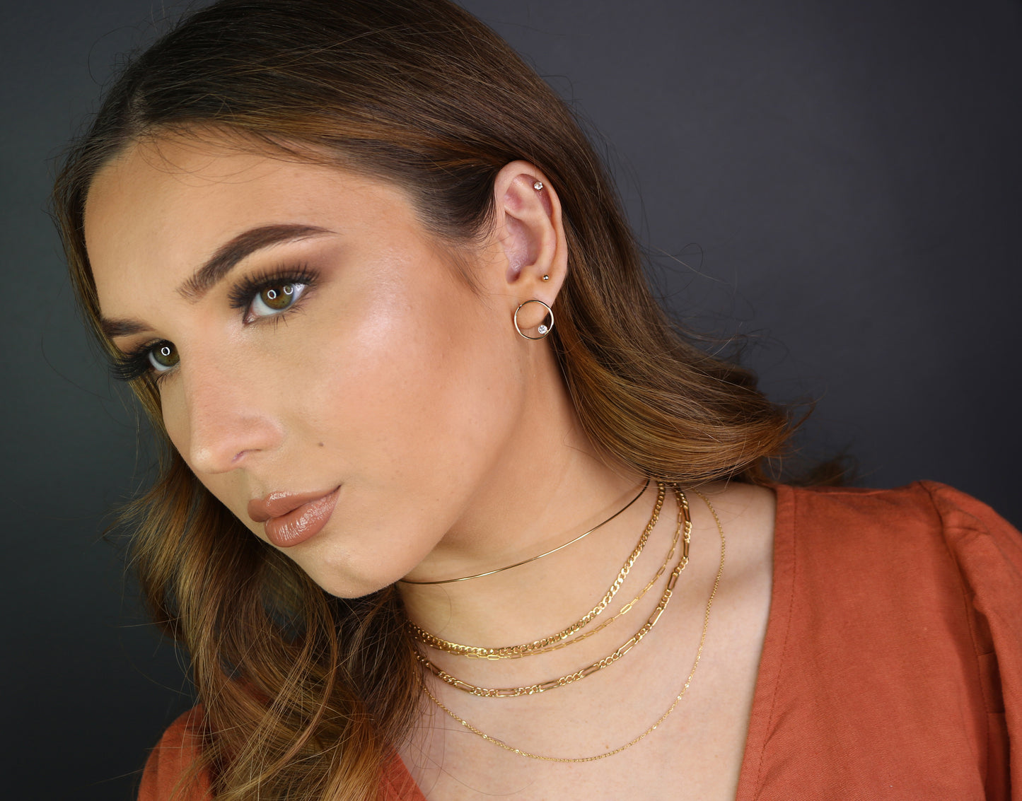 CZ Circle Earrings | 14kt Gold Filled Open Hoop Design | Bezel-Set CZ Accent