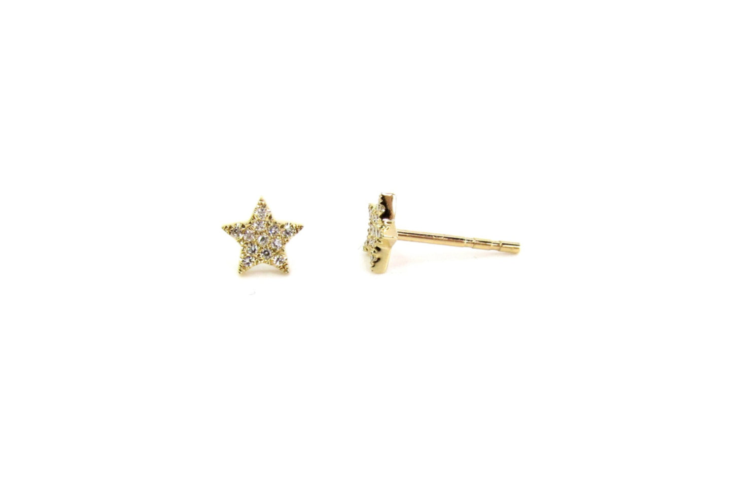 14K Solid Gold Diamond Moon & Star Earrings | Singles or Pairs | Celestial Fine Jewelry