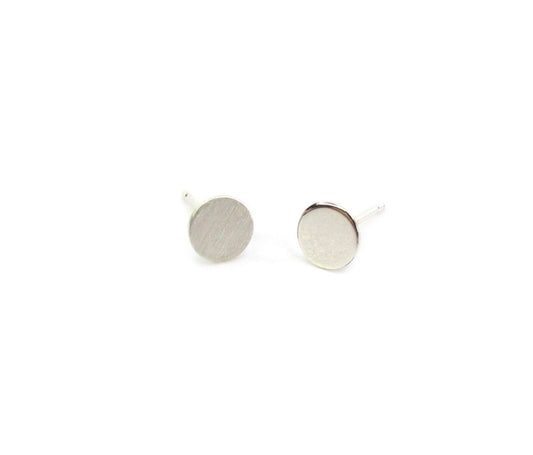 Sterling Silver Disc Stud Earrings | Polished or Matte Finish