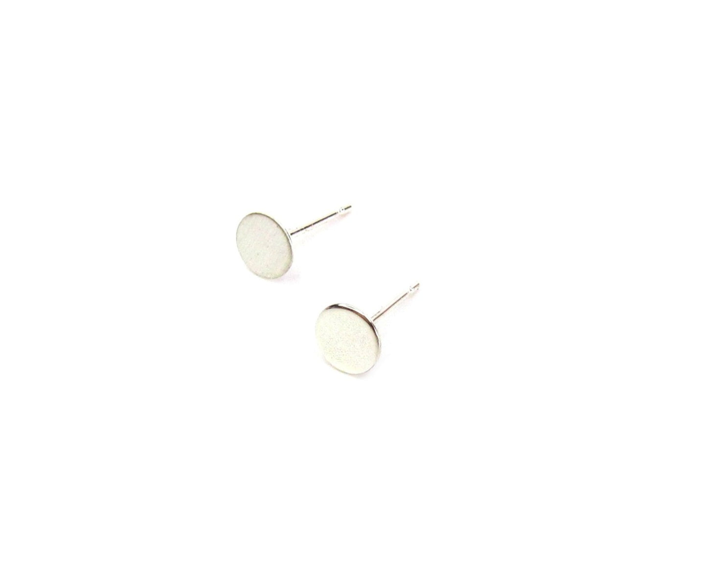 Sterling Round Disc Thumbtack Earring