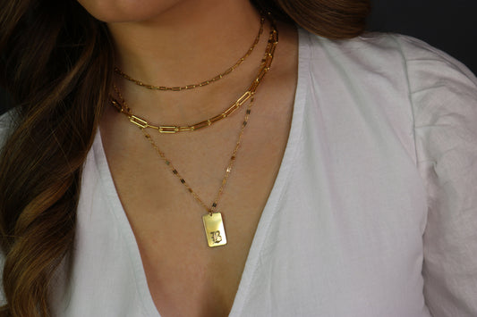 Old English Initial Pendant Necklace | Engraved Pendant