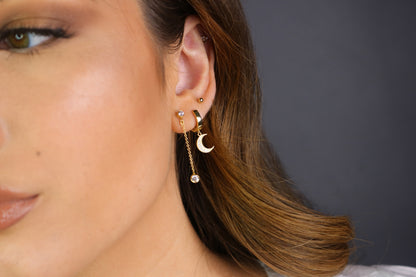 Moon Huggie Hoop Earrings | Celestial Charm Hoops
