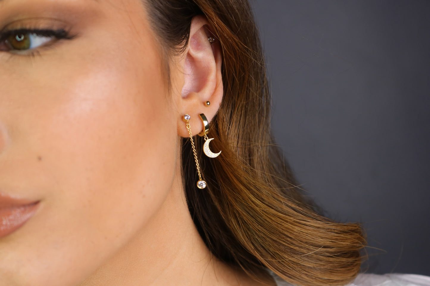 Moon Huggie Hoop Earrings | Celestial Charm Hoops