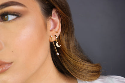 Moon Huggie Hoop Earrings | Celestial Charm Hoops