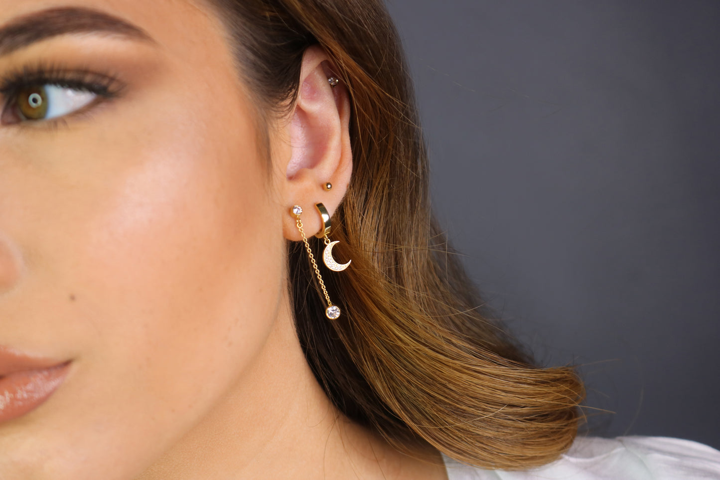 Moon Huggie Hoop Earrings | Celestial Charm Hoops