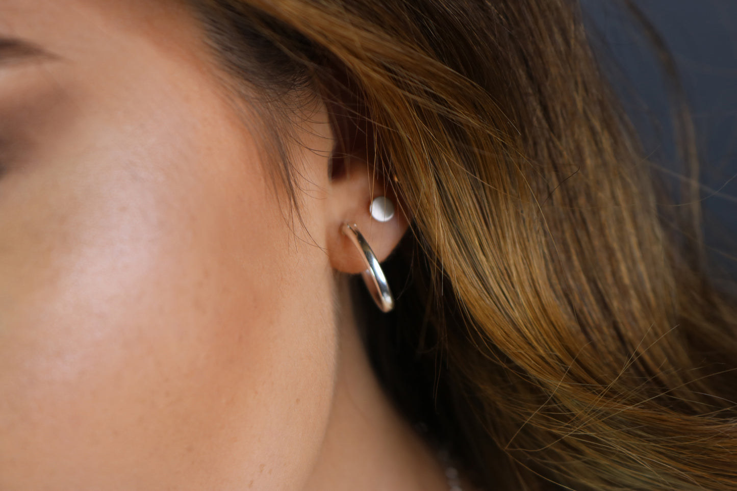 Sterling Round Disc Thumbtack Earring