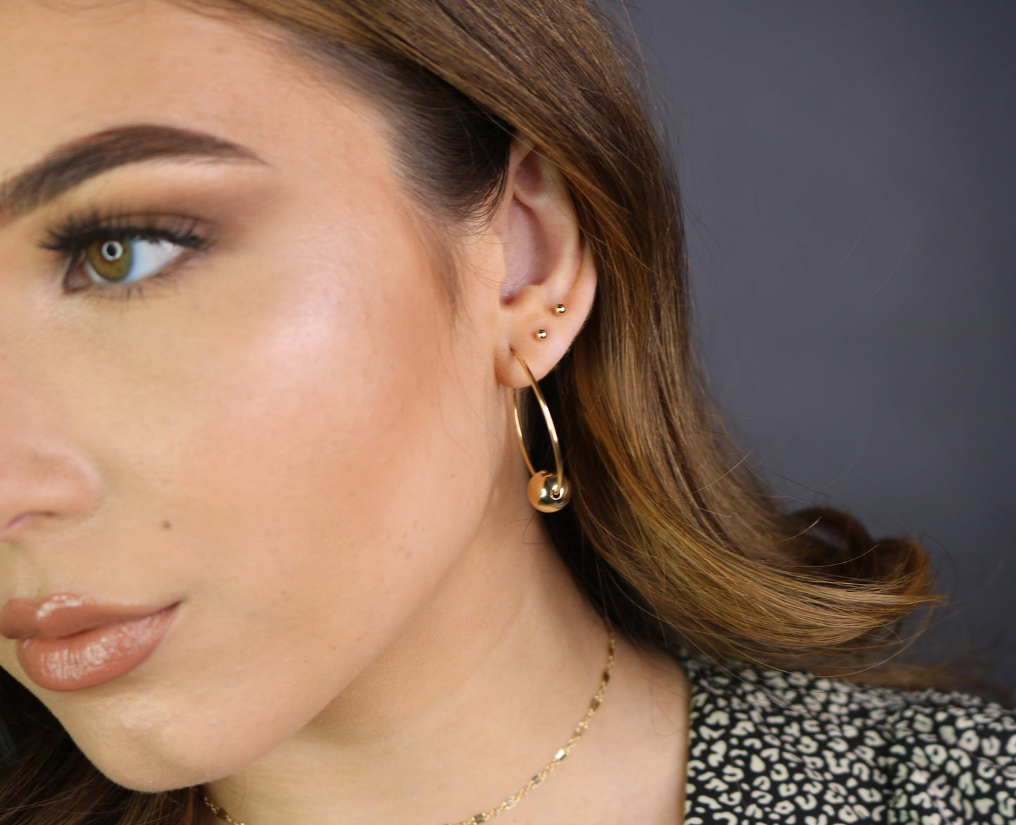 Modern Bead Hoop Earrings | Hammered or Polished