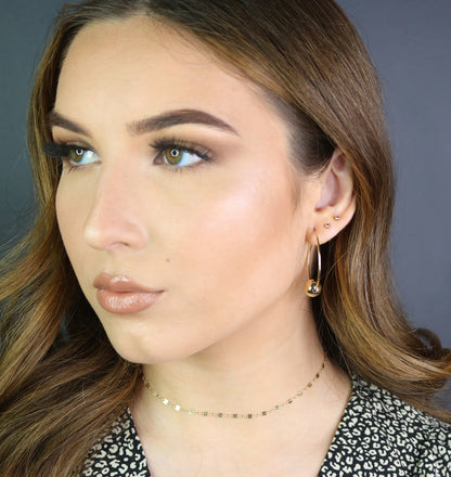Modern Bead Hoop Earrings | Hammered or Polished