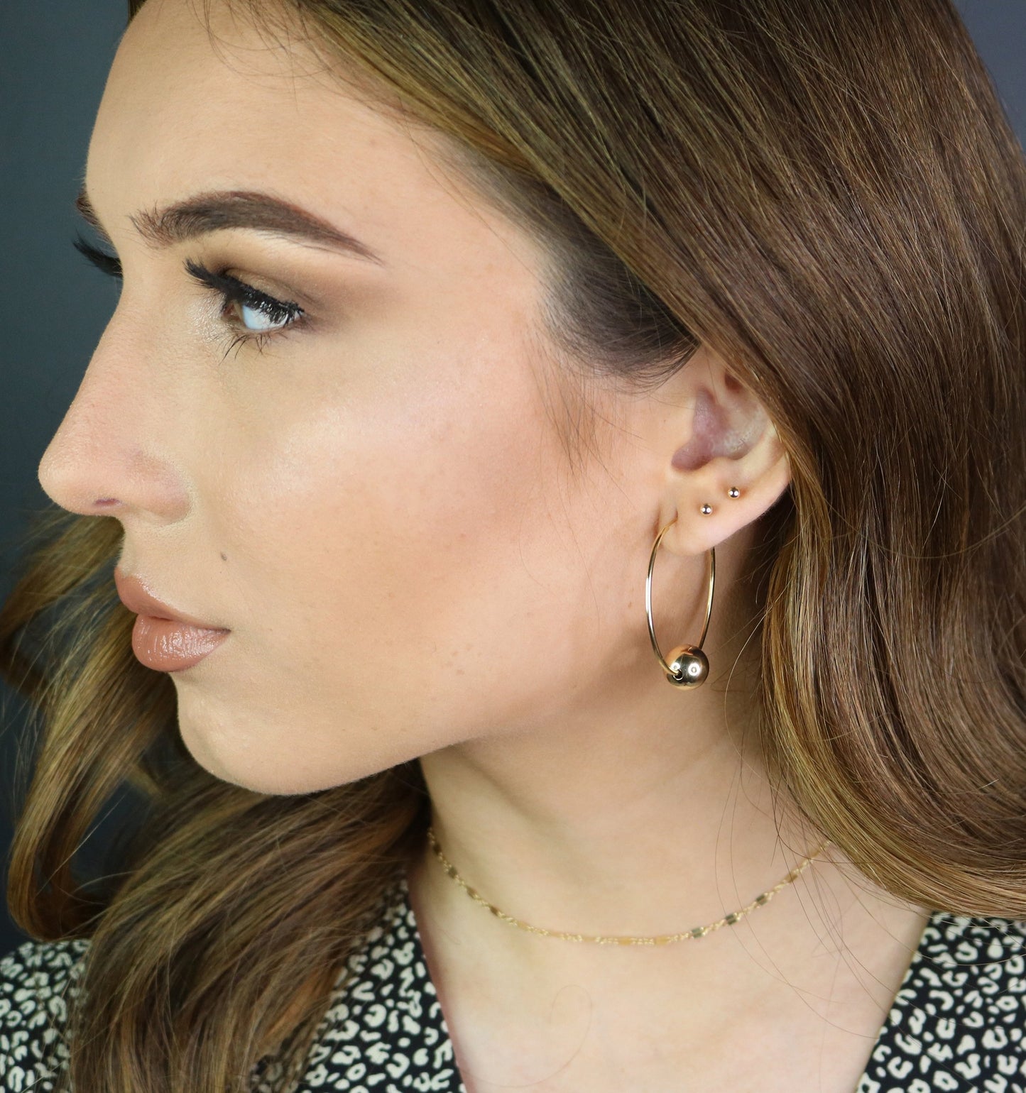 Modern Bead Hoop Earrings | Hammered or Polished