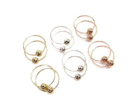 Modern Bead Hoop Earrings | Hammered or Polished