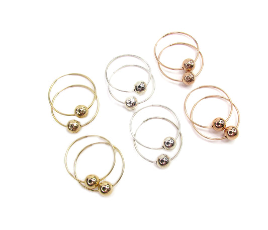 Modern Bead Hoop Earrings | Hammered or Polished