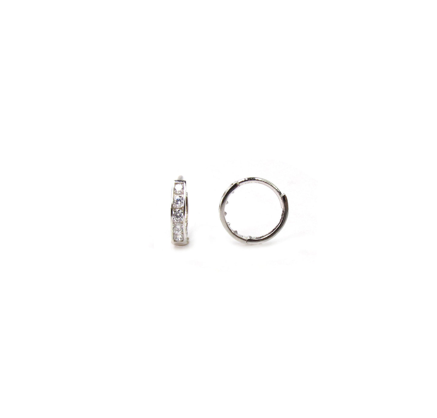 14K White Gold Mini Hoop Earrings