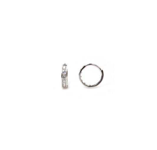 14K White Gold Mini Hoop Earrings