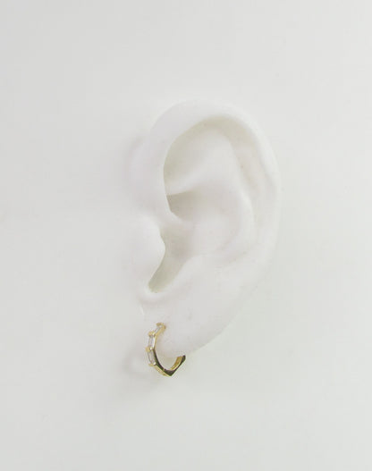 14K Gold Baguette Hoop Earrings | Modern Geometric Sparkle