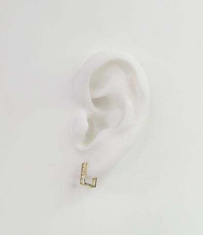 14K Gold Square CZ Hoop Earrings | Modern Geometric Everyday Hoops