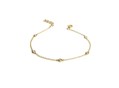 14K Diamond Station Bracelet | Fine Dainty Genuine Diamond Bracelet