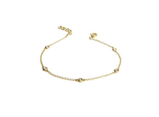 14K Diamond Station Bracelet | Fine Dainty Genuine Diamond Bracelet