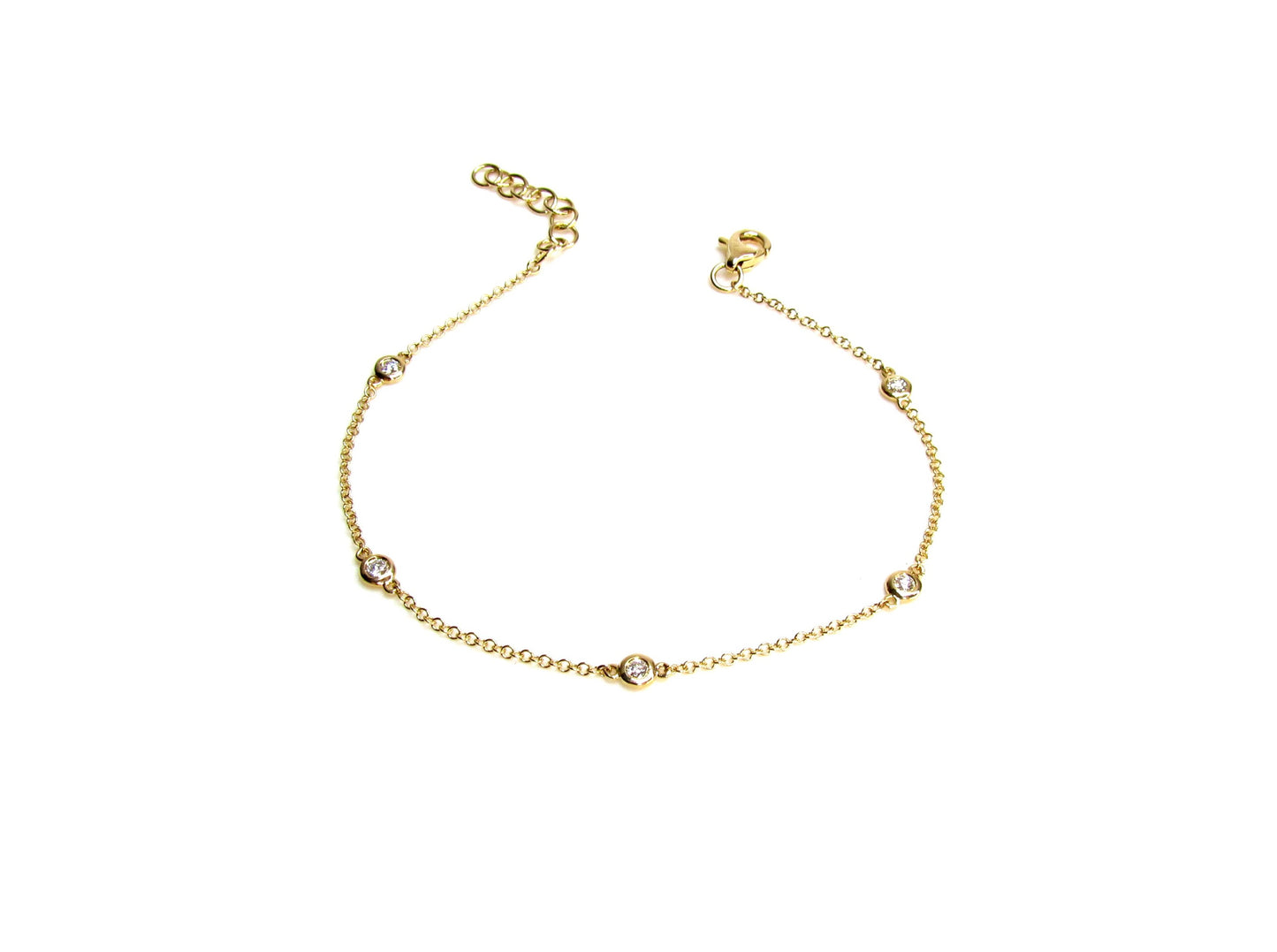 14K Diamond Station Bracelet | Fine Dainty Genuine Diamond Bracelet