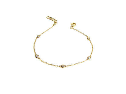 14K Diamond Station Bracelet | Fine Dainty Genuine Diamond Bracelet
